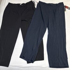 Briggs New York VTG Womens Pants Size 18W Short Lot of 2 Black Navy Trousers NWT